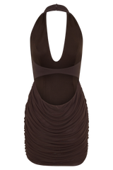 Anari Gathered Scuba Mini Dress - Dark Chocolate