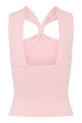 Angelika Twist Front Knit Top - Baby Pink