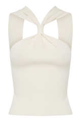Angelika Twist Front Knit Top - Ivory