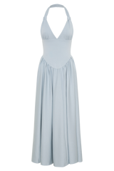 Angelina Scuba Halter Midi Dress - Pale Blue