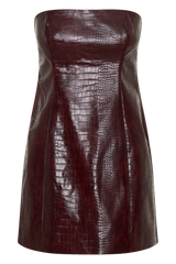 Anouk Faux Leather Strapless Mini Dress - Merlot