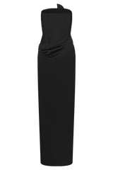 Asha Floral Mesh And Satin Maxi Dress - Black