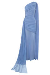 Asher Slinky One Shoulder Maxi Dress - Cornflower Blue
