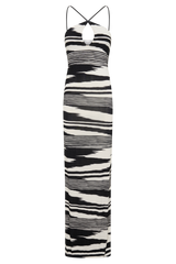 Ashtin Cross Front Knit Maxi Dress - Linear Shift Print