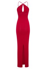 Ashtin Cross Front Knit Maxi Dress - Red