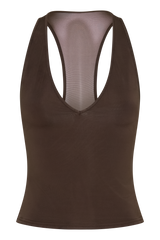 Aspyn Slinky And Mesh Top - Chocolate