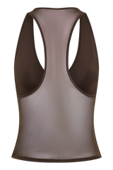 Aspyn Slinky And Mesh Top - Chocolate