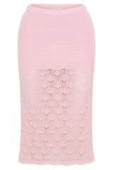 Atlantis Crochet Knit Midi Skirt - Baby Pink