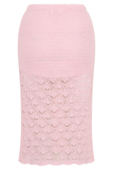 Atlantis Crochet Knit Midi Skirt - Baby Pink