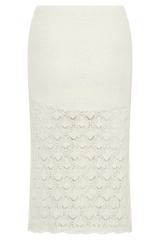 Atlantis Crochet Knit Midi Skirt - White