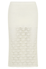 Atlantis Crochet Knit Midi Skirt - White