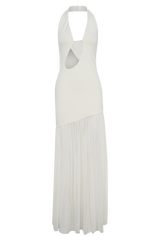 Aubree Crepe And Mesh Maxi Dress - Ivory
