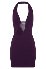 Aubree Crepe And Mesh Mini Dress - Purple