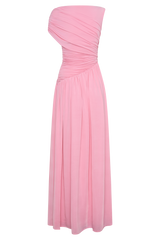Ayeshya Slinky Asymmetric Maxi Dress - Candy Pink