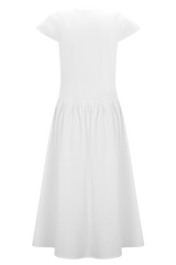 Ayla Cotton Fit And Flare Midi Dress - White