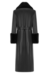 Bec Faux Leather Trench Coat With Faux Fur - Black
