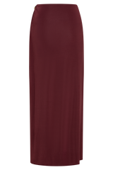 Bridget Slinky Maxi Skirt With Hardware - Burgundy