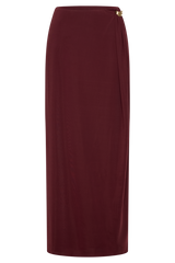 Bridget Slinky Maxi Skirt With Hardware - Burgundy