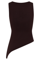 Brock Asymmetrical Neckline Knit Top - Dark Chocolate