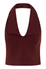 Calla Collared Sleeveless Halter Top - Merlot