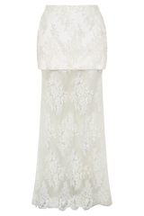 Camille Beaded Satin And Lace Maxi Skirt - Ivory