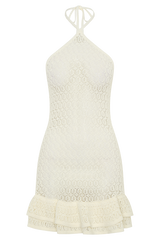 Carrisa Crochet Knit Mini Dress - White