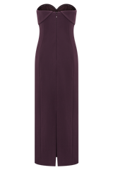 Cary Folded Strapless Crepe Midi Dress - Wine
