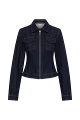 Cierra Cinched Jacket Top - Washed Indigo Blue
