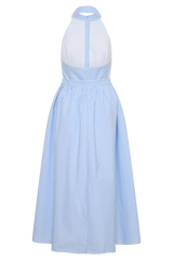 Cindy Collared Midi Dress - Blue Pinstripe