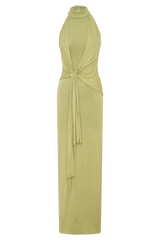 Cindylou Halter Knit Maxi Dress - Light Olive