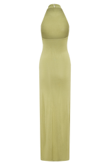 Cindylou Halter Knit Maxi Dress - Light Olive