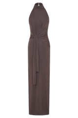 Cindylou Halter Knit Maxi Dress - Peppercorn