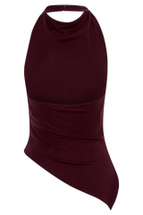 Clea Relaxed Sheer Halter Top - Burgundy