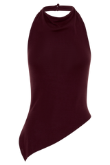 Clea Relaxed Sheer Halter Top - Burgundy