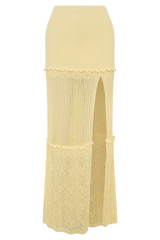Coleene Pointelle Knit Maxi Skirt - Lemon