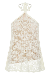 Corey Crochet Halter Neck Top - Ivory