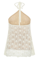 Corey Crochet Halter Neck Top - Ivory