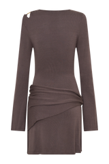 Cresida Knit Long Sleeve Mini Dress With Hardware - Peppercorn