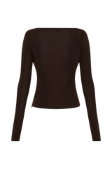 Culver Draped Twist Knit Top - Chocolate