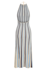 Dalani Halterneck Knit Midi Dress - Blue/Chocolate