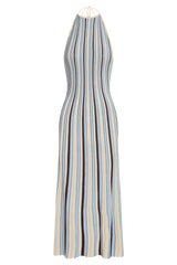 Dalani Halterneck Knit Midi Dress - Blue/Chocolate