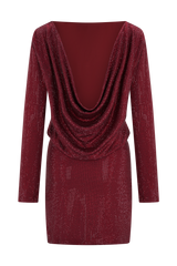 Darius Diamante Cowl Mini Dress - Wine