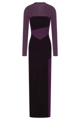 Davina Velvet And Mesh Maxi Dress - Purple