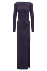 Deanna Long Sleeve Diamante Maxi Dress - Purple