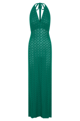 Deeliah Halterneck Crochet Maxi Dress - Emerald