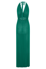 Deeliah Halterneck Crochet Maxi Dress - Emerald