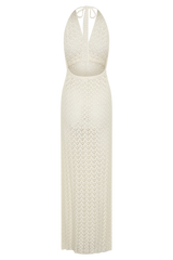 Deeliah Halterneck Crochet Maxi Dress - Ivory