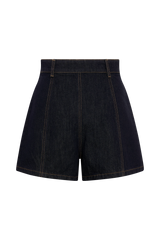 Demi High Waisted Denim Shorts - Washed Indigo Blue
