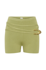 Dimitri Mini Knit Shorts With Belt - Light Olive