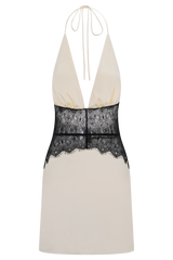 Dinah Lace And Satin Mini Dress - Black/Ivory